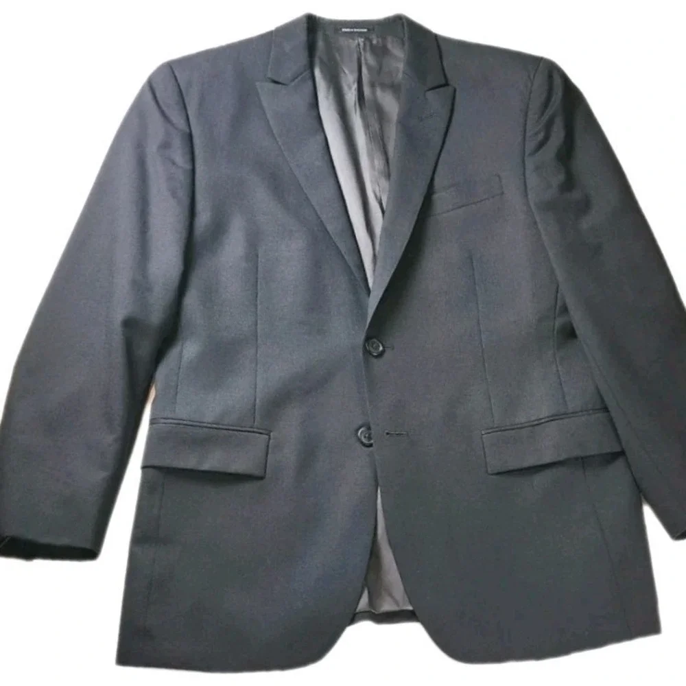Egara Wool Suit Jacket‎ Mens 40S Black Two Button Slim Fit Career Office Events